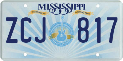MS license plate ZCJ817