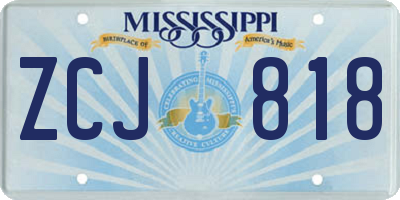 MS license plate ZCJ818