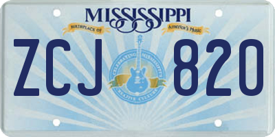 MS license plate ZCJ820