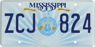 MS license plate ZCJ824