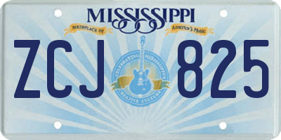 MS license plate ZCJ825