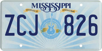 MS license plate ZCJ826