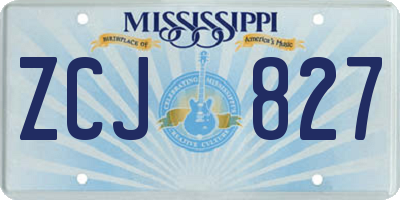 MS license plate ZCJ827