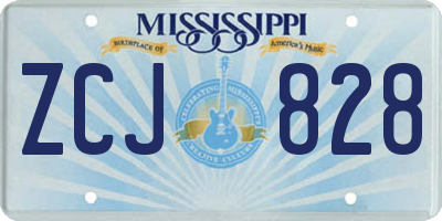 MS license plate ZCJ828