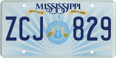 MS license plate ZCJ829