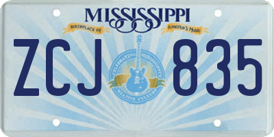 MS license plate ZCJ835