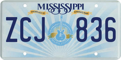 MS license plate ZCJ836