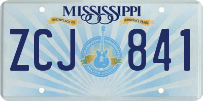 MS license plate ZCJ841