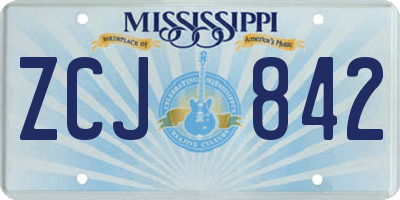 MS license plate ZCJ842