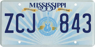MS license plate ZCJ843
