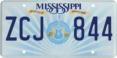 MS license plate ZCJ844