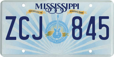 MS license plate ZCJ845