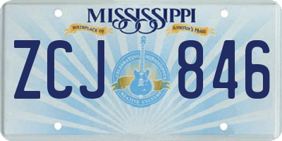 MS license plate ZCJ846