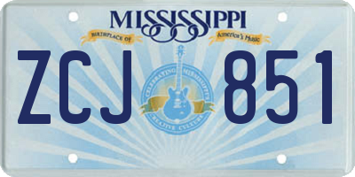 MS license plate ZCJ851