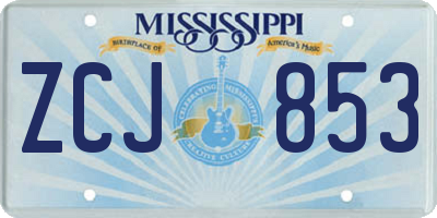 MS license plate ZCJ853