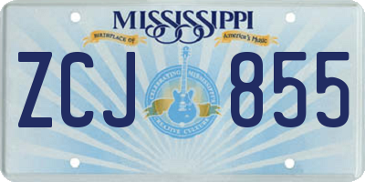 MS license plate ZCJ855