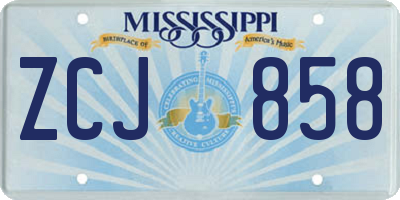 MS license plate ZCJ858