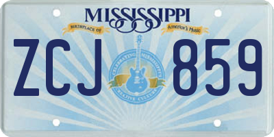 MS license plate ZCJ859