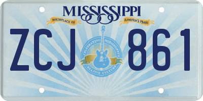 MS license plate ZCJ861