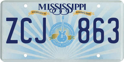 MS license plate ZCJ863