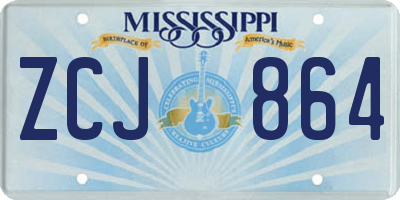 MS license plate ZCJ864