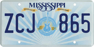MS license plate ZCJ865