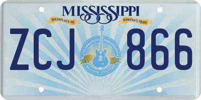 MS license plate ZCJ866