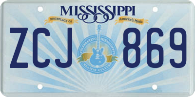 MS license plate ZCJ869