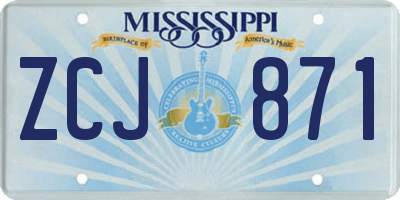 MS license plate ZCJ871