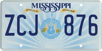 MS license plate ZCJ876