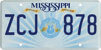 MS license plate ZCJ878