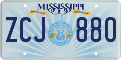 MS license plate ZCJ880