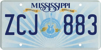 MS license plate ZCJ883
