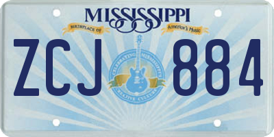 MS license plate ZCJ884