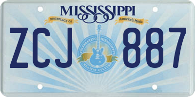 MS license plate ZCJ887