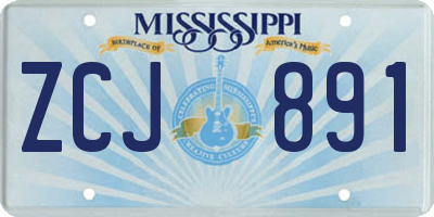 MS license plate ZCJ891