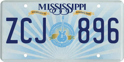 MS license plate ZCJ896