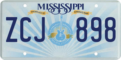 MS license plate ZCJ898