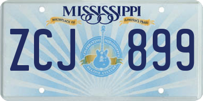 MS license plate ZCJ899