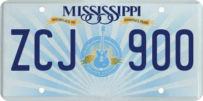 MS license plate ZCJ900