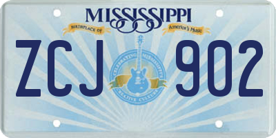 MS license plate ZCJ902