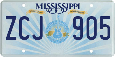 MS license plate ZCJ905