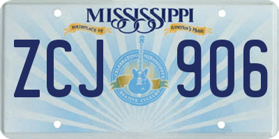 MS license plate ZCJ906
