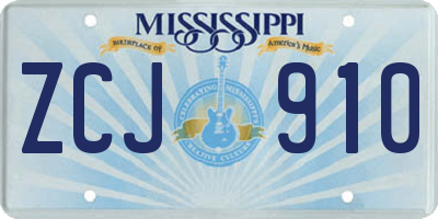 MS license plate ZCJ910