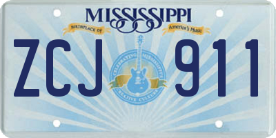 MS license plate ZCJ911