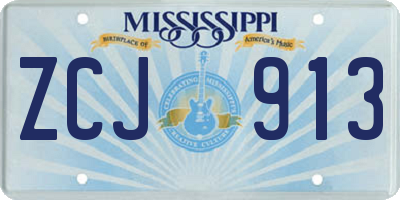 MS license plate ZCJ913