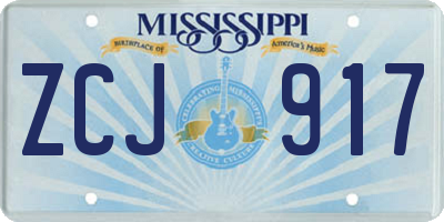 MS license plate ZCJ917