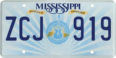 MS license plate ZCJ919