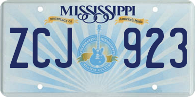 MS license plate ZCJ923