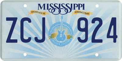 MS license plate ZCJ924